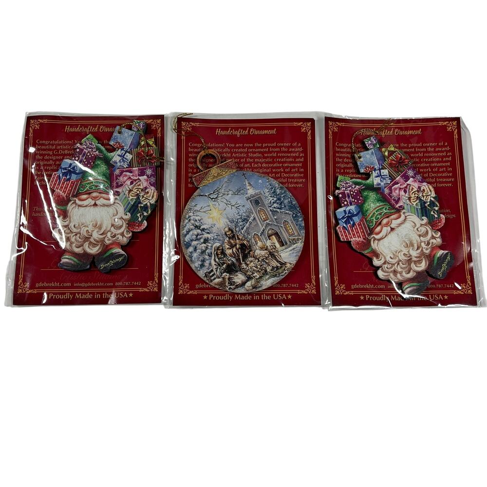 G DEBREKHT Santa Christmas Ornament Handcrafted Gift Santa Decor USA Lot 3